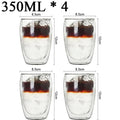 Kit com 4x Copos Criativos com Parede Dupla de Vidro Borosilicato - Resistentes ao Calor para Chá, Leite, Café, Água